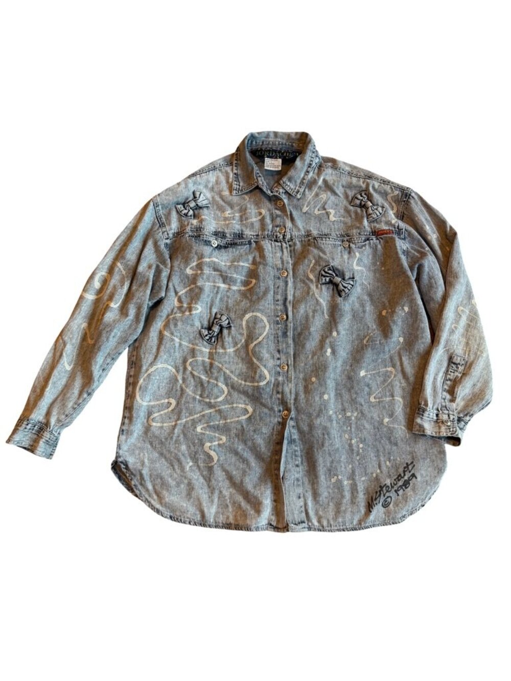 Jordache Grey Vintage Sun Valley Ski Novelty Shirt Button-down Fit Large Women's